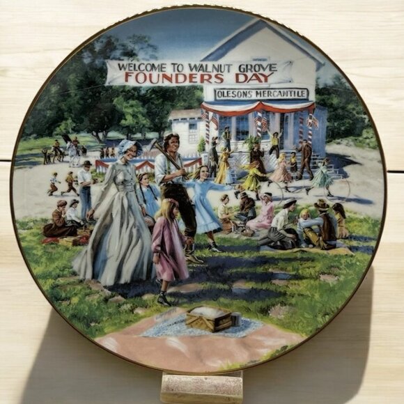 Vintage Little House On The Prairie Founder's Day Collection Picnic Plate 24kt - Picture 5 of 10